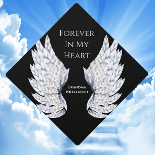 Angel Wings Black Tribute Memorial Graduation Cap Topper