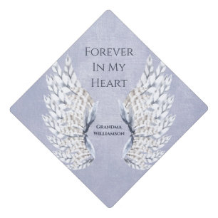 Angel Wings Blue Tribute Memorial Graduation Cap Topper