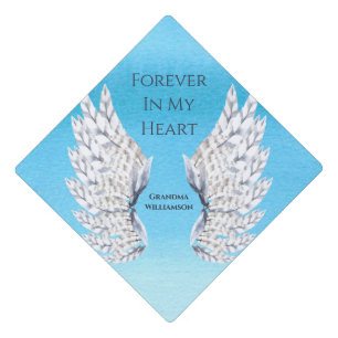 Angel Wings Blue Tribute Memorial Graduation Cap Topper
