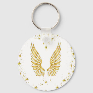 Angel Wings Button Key Keychain