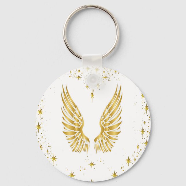 Angel Wings Button Key Keychain (Front)