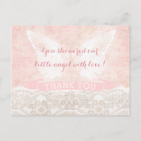 Angel Wings Carte de remerciements Baby shower de 