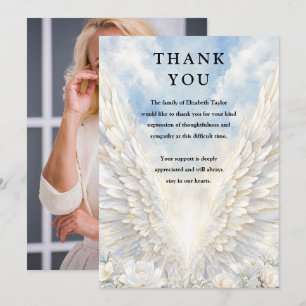 Angel Wings Celebration of Life Funeral Photo Thank You Card