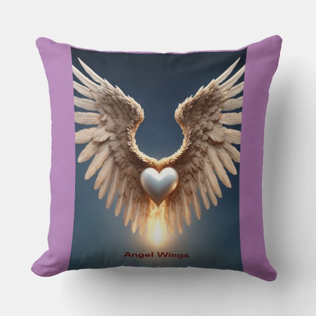 Angel Wings Cotton Throw Pillow (Front)