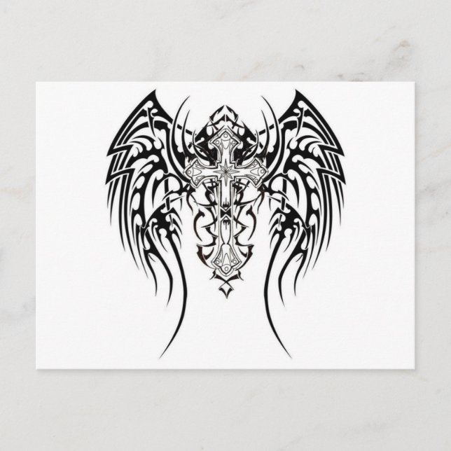 Angel Wings Cross Pattern Postcard (Front)