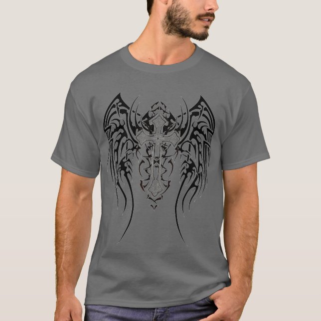 Angel Wings Cross Pattern T-Shirt (Front)