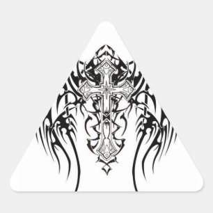 Angel Wings Cross Pattern Triangle Sticker