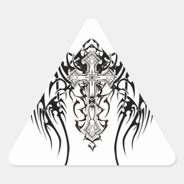 Angel Wings Cross Pattern Triangle Sticker (Front)