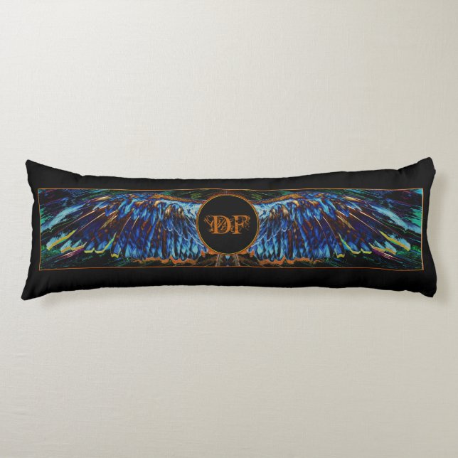Angel Wings Custom Monogram/Date Seal Body Pillow (Front)