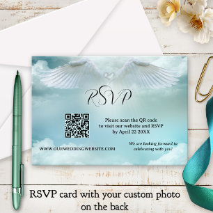 Angel Wings Dream Cloud QR Code Wedding RSVP Card
