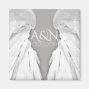 ANGEL WINGS Elegant Grey Save the Date Magnet