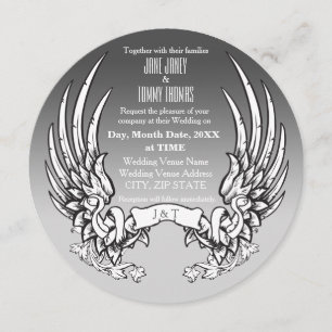 Angel Wings et ruban Faire-part de mariage de bann