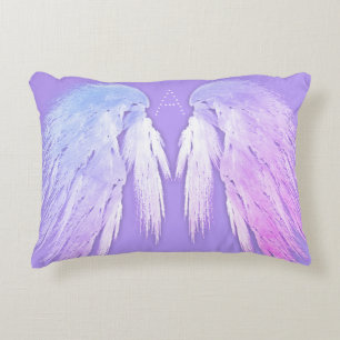 ANGEL WINGS Fairy Purple Monogram Accent Pillow
