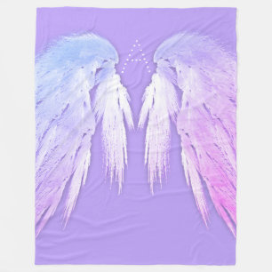 ANGEL WINGS Fairy Purple Monogram Fleece Blanket