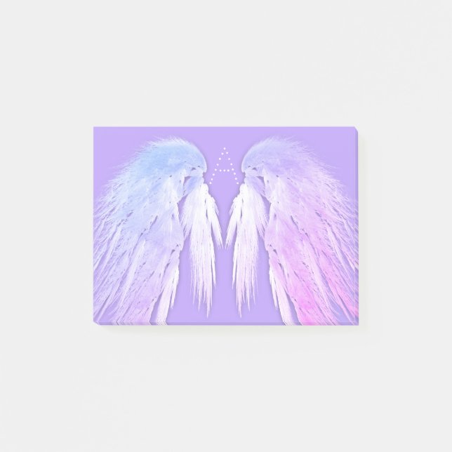 ANGEL WINGS Fairy Purple Monogram Post-it Notes (Front)
