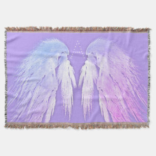 ANGEL WINGS Fairy Purple Monogram Throw Blanket