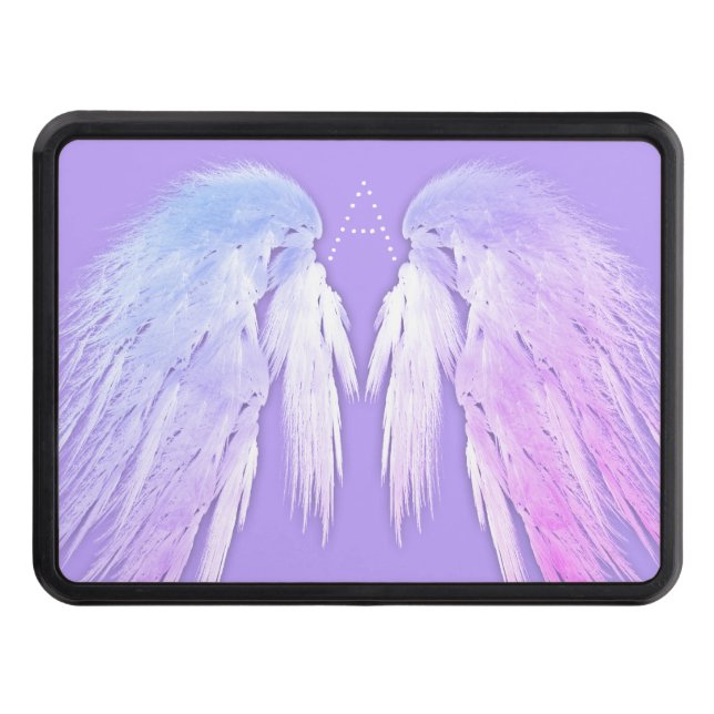 ANGEL WINGS Fairy Purple Monogram Trailer Hitch Cover (Front)