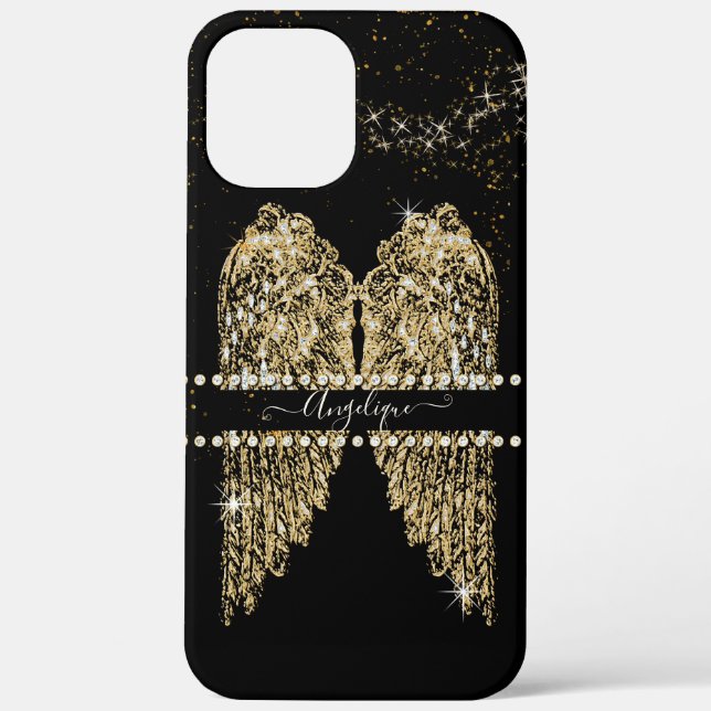 Angel Wings Gold Diamond Jewel Girly Chic  Case-Mate iPhone Case (Back)