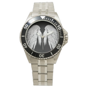 ANGEL WINGS Grey Touched Feathers Customizable Watch