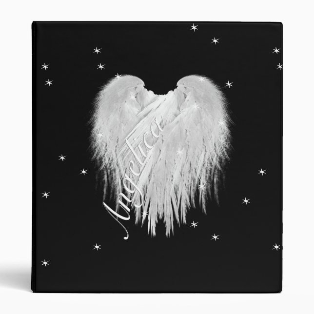 ANGEL WINGS Heart Black Starry Binder (Front)