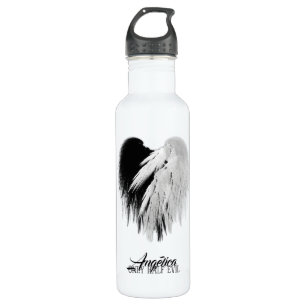 ANGEL WINGS HEART Black+White Only Half Evil Funny 710 Ml Water Bottle
