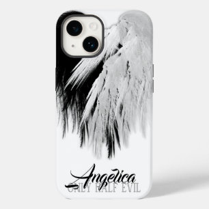 ANGEL WINGS HEART Black+White Only Half Evil Funny Case-Mate iPhone 14 Case