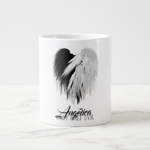 ANGEL WINGS HEART Black+White Only Half Evil Funny Large Coffee Mug