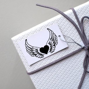 Angel Wings Heart Wood Rubber Stamp