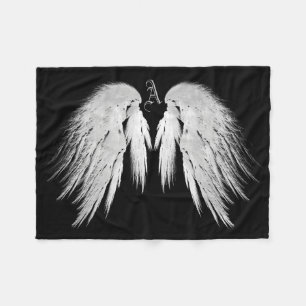 ANGEL WINGS Monogram Black Fleece Blanket