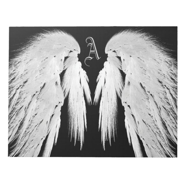 ANGEL WINGS Monogram Black Notepad (Front)