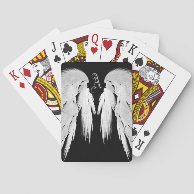 ANGEL WINGS Monogram Black Playing Cards (Back)