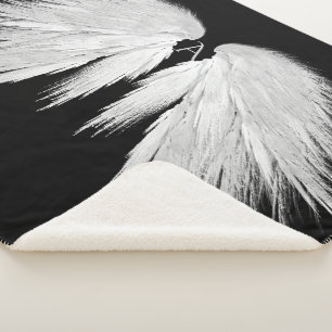 ANGEL WINGS Monogram Black Sherpa Blanket