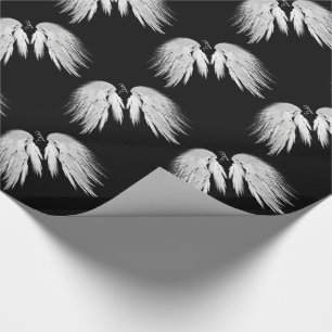 ANGEL WINGS Monogram Black Wrapping Paper