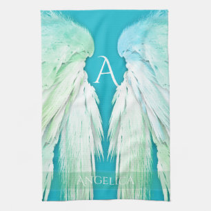 ANGEL WINGS Monogram Name Fresh Ombre Kitchen Towel