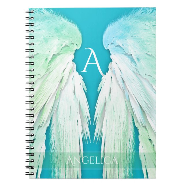 ANGEL WINGS Monogram Name Fresh Ombre Notebook (Front)