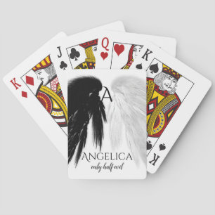ANGEL WINGS Monogram 'Only Half Evil' Funny Playing Cards