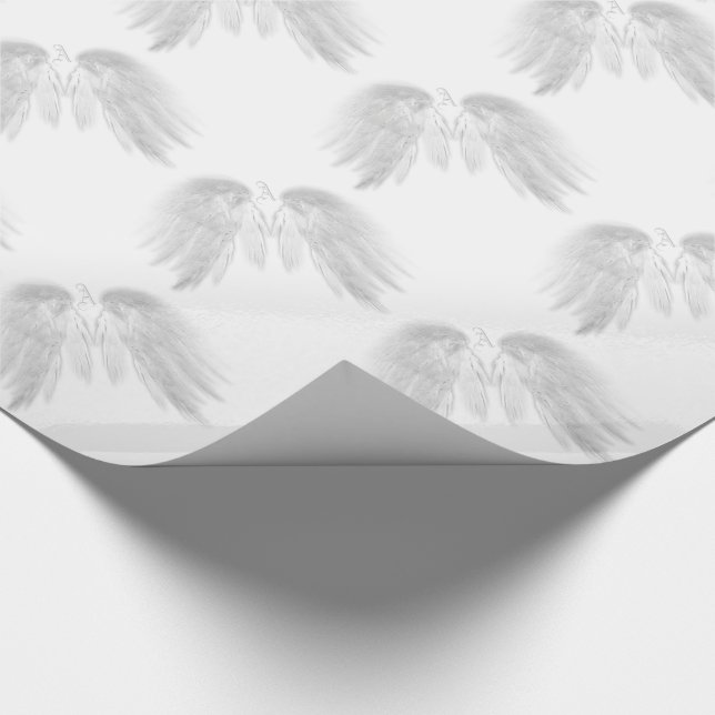ANGEL WINGS Monogram White Wrapping Paper (Corner)