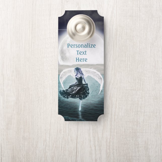 Angel Wings Ocean Full Moon Room Door Hanger (On Knob)