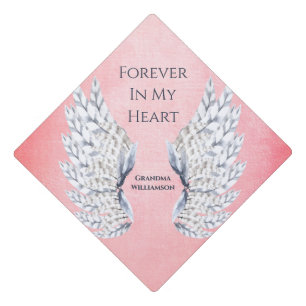 Angel Wings Pink Tribute Memorial Graduation Cap Topper