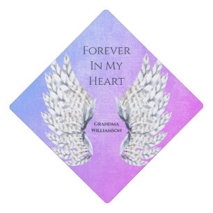 Angel Wings Purple Tribute Memorial Graduation Cap Topper