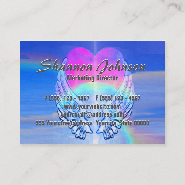Angel Wings Rainbow Heart Business Card (Back)