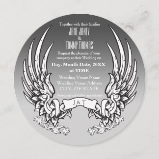 Angel Wings & Ribbon Banner Wedding Invitation