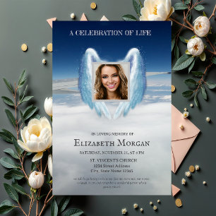 Angel Wings Sky Photo Celebration Of Life Invitation