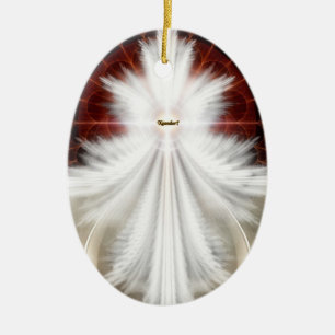 Angel Wings Snowflake Fractal Art Ceramic Ornament