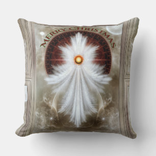 Angel Wings Snowflake Merry Christmas Throw Pillow