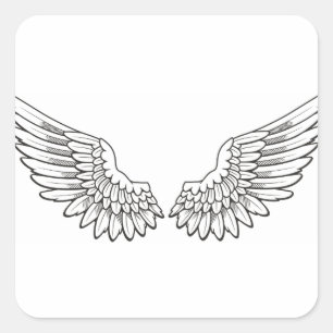 angel wings square sticker