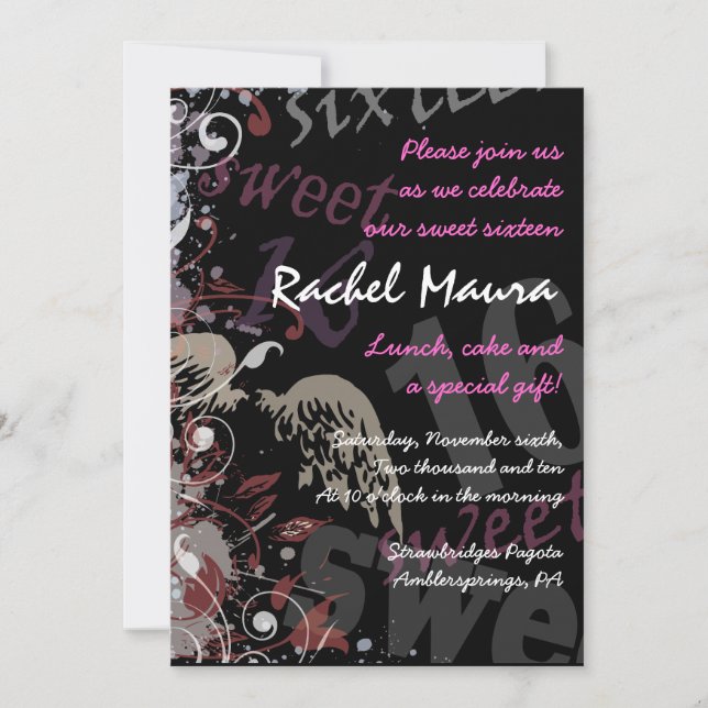 Angel Wings Sweet 16 Seize Anniversaire Invitation (Devant)
