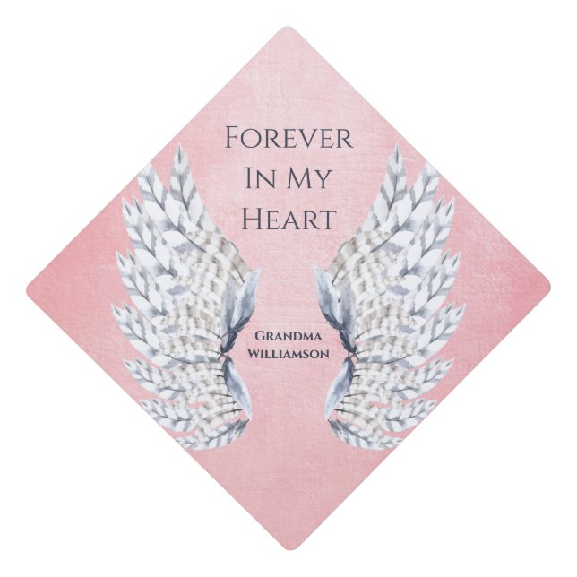 Angel Wings Tribute Memorial Graduation Cap Topper (Front)