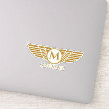 Angel Wings Vintage Golden Name Initial Monogram