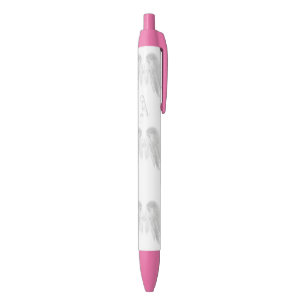 ANGEL WINGS White Custom Monogram Black Ink Pen